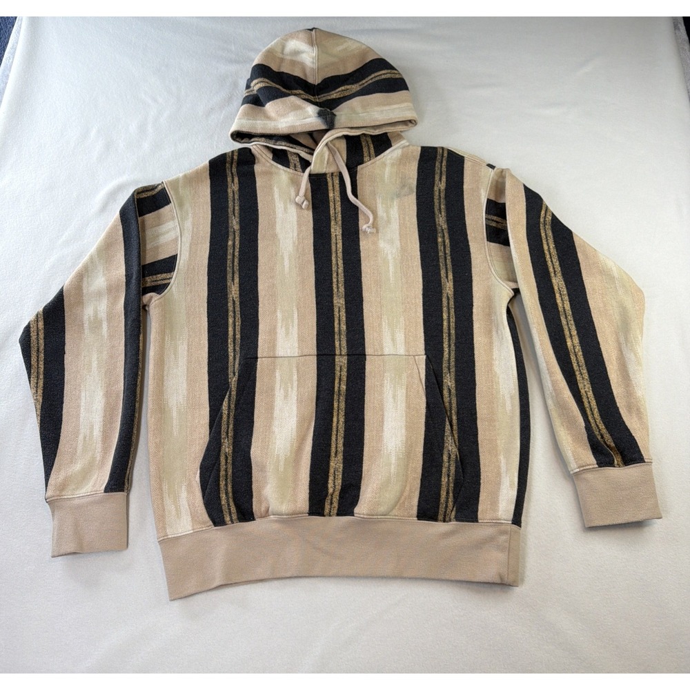 Stance Hoodie Mens XS Baja Stripe Sherpa Lined Pullover Tan Black Southwest